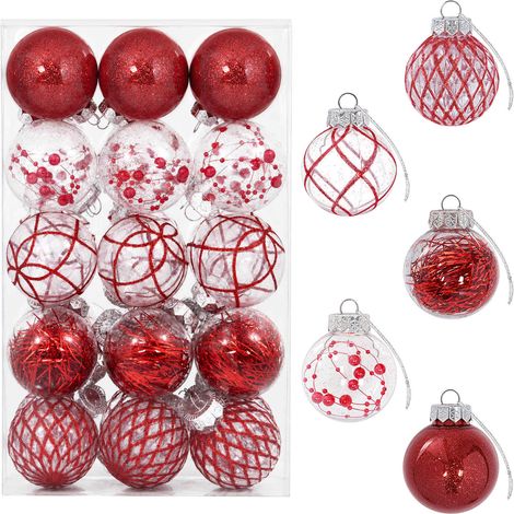 Set di Palline di Natale 30 pz Rosso Ø 6 cm PET vidaXL (1/5)