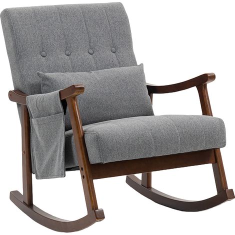 Wood Frame Rocking Accent Chair Grey (1/5)