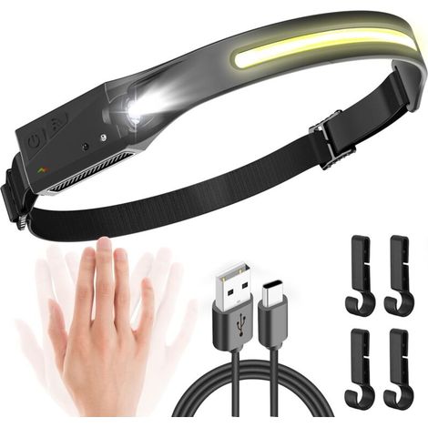 Rechargeable Headlamp, Ultra-Powerful USB-C LED Headlamp with 5 Lighting Modes, Motion Sensor, IPX4 Waterproof Headlamp for Hiking, DIY, Camping, and Fishing (1/5)