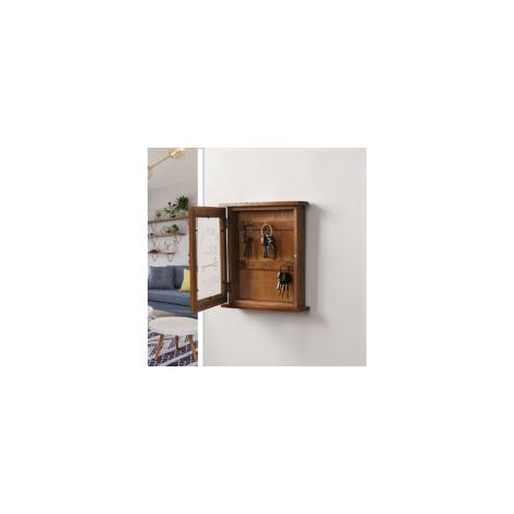 Rétro En Bois Tenture Murale Boîte De Rangement Clés Maison Rustique Porte Suspendue ,ancienne couleur