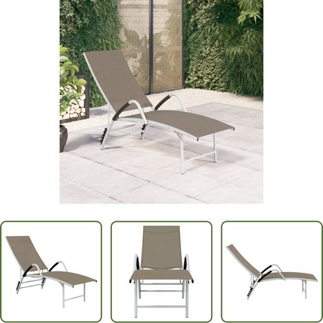 Chaise longue -  Chaise longue Textilène et aluminium Taupe (1/5)