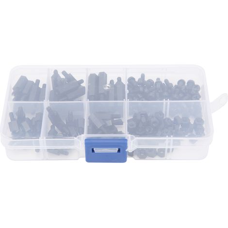 Kit 180 pièces vis écrous nylon noir M3, assortiment entretoises unilatéral, fournitures industrielles, fixation légère (1/5)