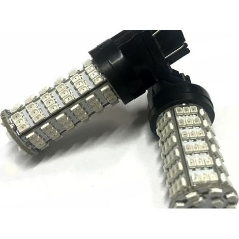 Coppia 2 Lampade Led T25 3157 P27/7W Con 120 Smd 3528 Colore Rosso 12V 3W