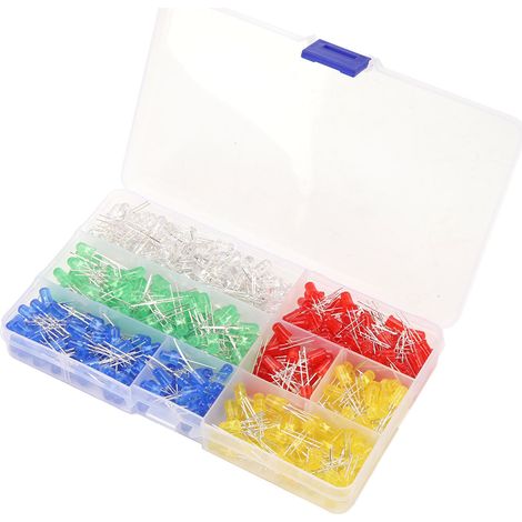 Packung mit 500 mehrfarbigen 5-mm-LED-Leuchtdioden, elektronischen Bauteilen für DIY-Projekte und Kontrollleuchten (1/5)