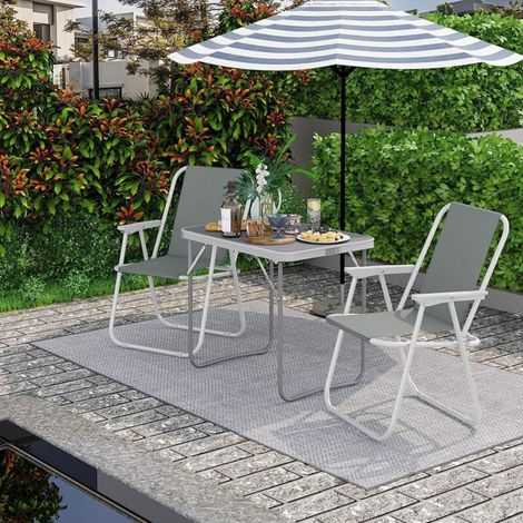 WOLTU Campingtisch – Klapptisch, Reisetisch mit Griff – Maße: 70 x 50 x 60 cm (LxBxH) – aus Aluminium & MDF – für Picknick, Strand & Garten – Grau (1/4)