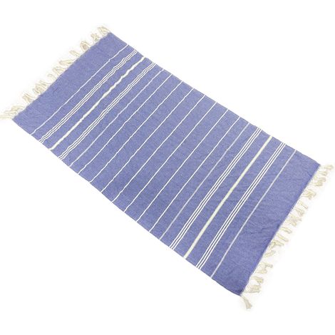 Serviette de plage turque extra large (bleue), 100 % coton, séchage rapide, ultra-absorbante (1/5)