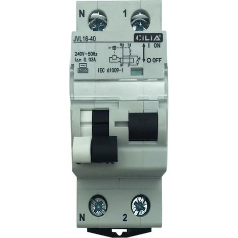 Interruttore magnetotermico differenziale tipo AC 1P N 6kA C25A 30Ma JVL16-40 (1/2)