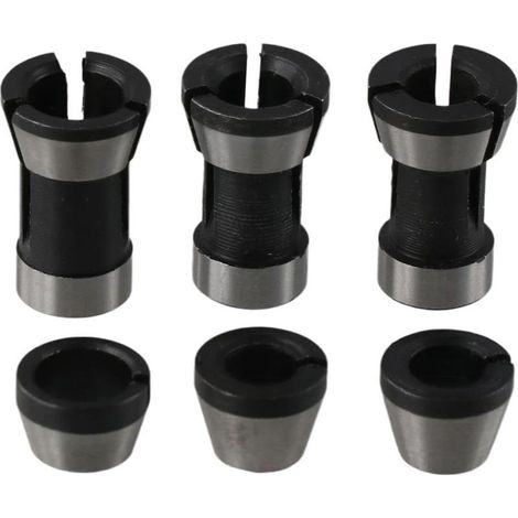 Mandrin de Pince de Routeur, Pinces de serrage 6,35 mm, 8 mm et 6 mm pour gravure, ébarbage, défonceuse électrique, fraisage et accessoires de coupe, Lot de 6 (1/5)
