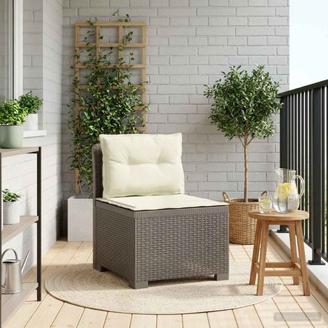 Canapé de Jardin 1 Place Fauteuil d'Extérieur Look Rotin PP avec Coussins Gris Clair - PANGIVO (1/5)