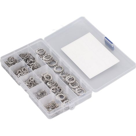 Lot de 300 rondelles frein à dents extérieures en acier inoxydable 304, assortiment 8 tailles M2.5 à M12, avec boîte (1/5)