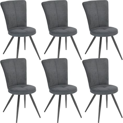 PARIL - Lot de 6 Chaises Matelassées Grises (1/2)