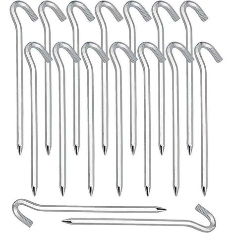 Sardines Piquet,Piquet de Fixation 20 Pièces Piquets de Tente en Piquets de Fixation Sol Crochet pour Tente De Sardines Camping Jardinage Acier Galvanisé Sardine Tente Argenté (1/5)