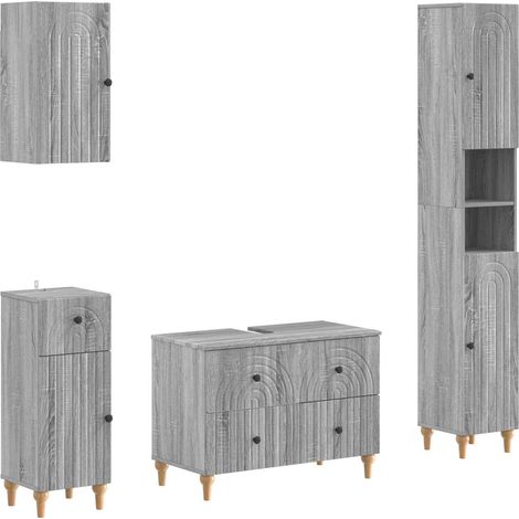 4-teiliges Badezimmer-Schrank-Set ALKMAAR Sonoma-Grau vidaXL (1/5)
