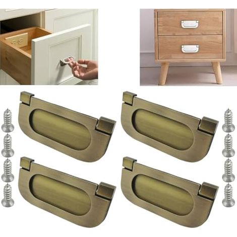 4pcs Acier inoxydable Poignées invisibles argent cupboard drawer Cabinet Wardrobe Accessories-Avec vis(75mm) Cuisine Armoire Porte Poignées (bronze) (1/5)