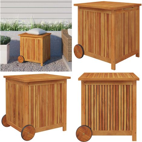 Gartentruhe mit Rollen 60x50x58 cm Massivholz Akazie - Holztruhe - Gartenaufbewahrung - Außenlagerung - Gartenorganisation - Akazienholz - Home & Living