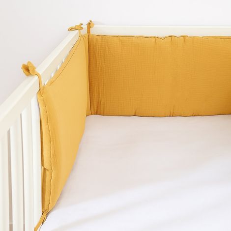 Tour de lit bébé 3 panneaux en double gaze de coton bio pour lit 60x120 et 70x140 cm - PANGIVO (1/5)