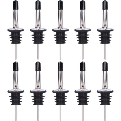 10 Pièces Verseur à Vin en Acier Inoxydable, Bouchon Verseur pour Bar, Maison, Restaurants (Couleur Acier Inoxydable, Bouchon Court Noir) (1/5)
