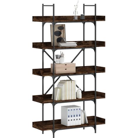 Bücherregal 5 Böden Räuchereiche 100x33x180,5 cm Holzwerkstoff (1/5)