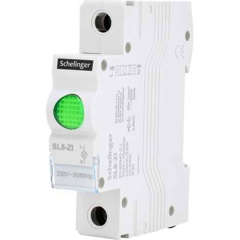 Voyant LED SL8 Vert - 0,6W - IP20 - 81x69x17mm - Tension 230V AC (1/5)