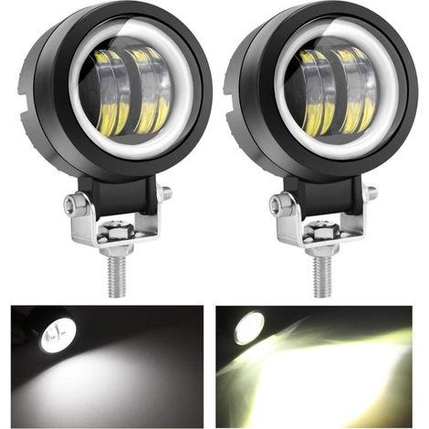 2pcs 20w LED Phares Antibrouillard Offroad Oeil d'ange Feux Diurnes Etanche Lampe de Travail LED pour Camion SUV ATV Moto Tracteur Bateau-LIAIKI (1/5)