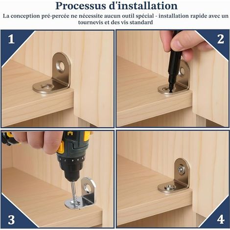 Metal Angle Bracket, Steel Angle Bracket, Square with Screws, for Furniture Repair and Repair (1/2)