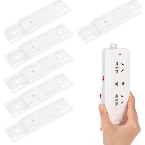 Lot de 6 supports de base auto-adhésifs pour multiprises et prises électriques, parfaits pour fixer solidement les multiprises et les câbles sur diverses surfaces. (1/5)