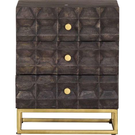 NachtkästchenNachtschrankNachttisch Schwarz 40x30x50 cm Massivholz Mango (1/5)