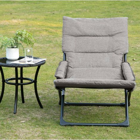 Sillón plegable exterior con cojín de malla gris acero OKMYHOME (1/3)