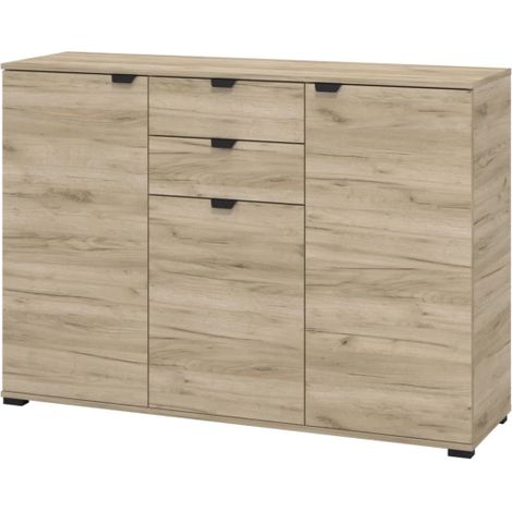 credenza "pamplona" 3 ante e 2 cassetti, 135x40x95 cm