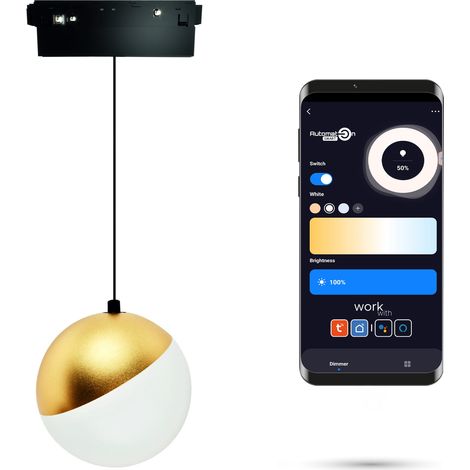 Lámpara colgante LED WiFi Zigbee color oro de 10 W para rieles magnéticos SMART TRACK 48 V CC, regulable entre 3000 y 5000 K. (1/5)