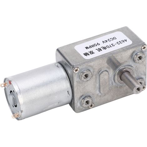 Moteur à courant continu à engrenages, double arbre, sens de rotation réglable, turbine carrée à vis sans fin, réducteur de vitesse, 24 V CC, 90 tr/min (1/5)