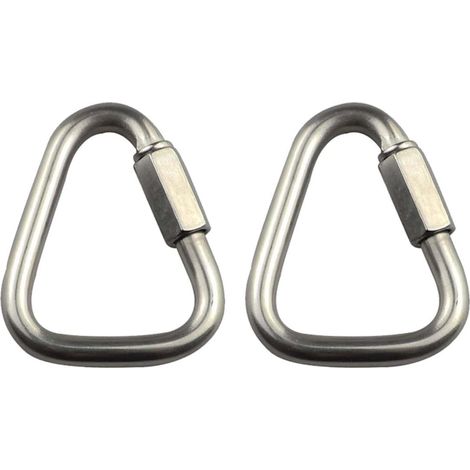 Moschettone in due pezzi, fibbia triangolare in acciaio inossidabile per campeggio, escursionismo, viaggio, pesca e zaino in spalla. (1/5)