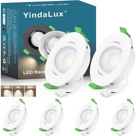 Spot led encastrable GU10 cadre IP65 incl.5W Module LED 4000K, Spot encastrable 230V Blanc mat Spots de plafond Rond plat Spot 68mm Trou pour extérieur-intérie, Lot de 6, Non dimmable (1/5)