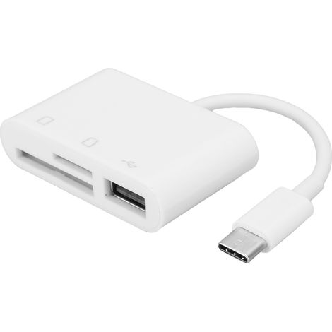 Lecteur de Carte Mémoire 3 en 1 avec Hub USB et Adaptateur Type C pour Ordinateur Portable et Téléphone (1/5)