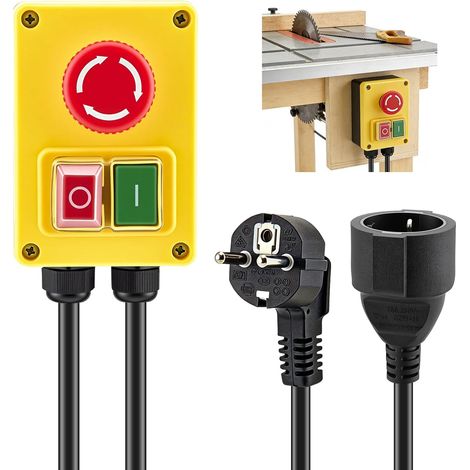 230V Single Phase Switch, Safety Switch with Big Red Button, Zero Voltage Switch with Plug, Machine Switch to Quickly Turn Off Milling Table and Others (1/5)