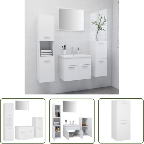 Ensemble de meubles de salle de bain，Mobilier de salle de bain，Armoire de rangement Blanc Aggloméré CNENE367578 (1/5)