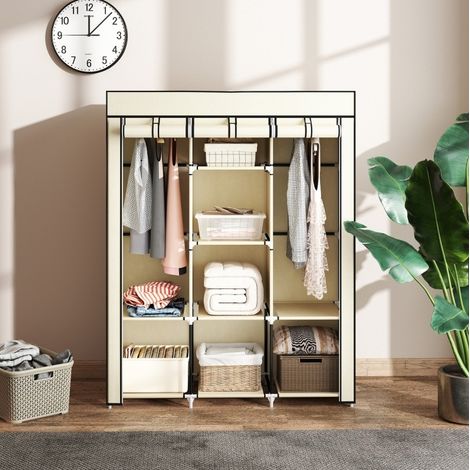armadio contenitore 125x43x162,5 con 2 aste e 8 ripiani OKMYHOME (1/5)