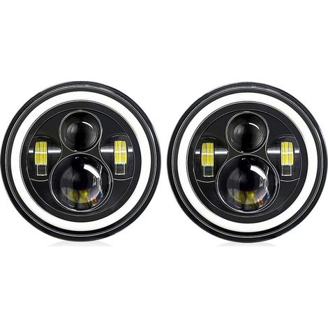 Phares LED 7 pouces et feux de jour pour voitures, phares H4 étanches IP67, adaptés aux véhicules 9-30V, voitures et motos (lot de 2) (1/4)