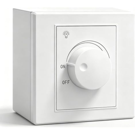 Interrupteur variateur LED 230 V, variateur rotatif TRIAC, sans conducteur neutre Variateur pour lampes LED, gradation en continu, interrupteur rotatif encastré 86 mm, pour ampoules LED à intensité v (1/5)