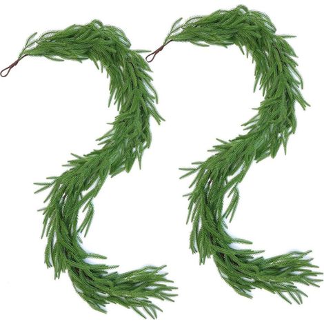2er Set Künstliche Weihnachtsgirlande 1.8M Norfolk Pine PVC Deko Innen & Außen