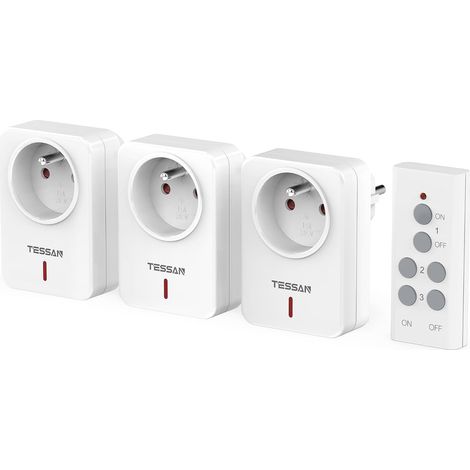 Wireless Remote Controlled Socket, 30 m Range, Pack of 3 3 Sockets and 1 Remote Control, 2300 W Remote Control Socket with Switch, Pre-programmed Wireless Switch, for Lamp (1/5)