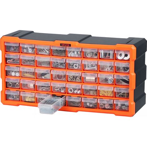 VEVOR Organizer per Minuteria a 40 Cassetti, Cassettiera Porta Minuteria Impilabile, Contenitore da Parete per Viti, Bulloni, Ferramenta e Componenti, in Plastica, Ideale per Garage, Casa e Officina (1/5)