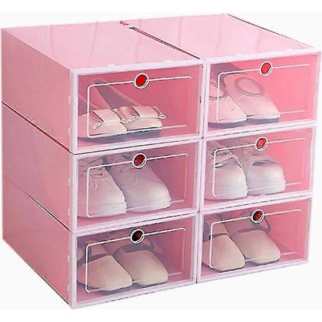 Boîte à chaussures 6 pièces aux couleurs acidulées, boîte de rangement à chaussures en plastique transparent, tiroir de rangement pour meuble à chaussures (1/5)