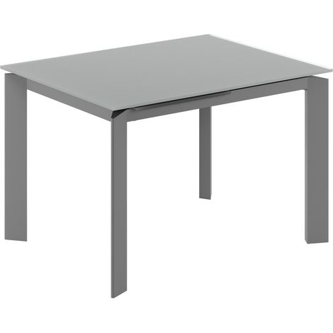 Tavolo Allungabile Frame con Top in Vetro Grigio e Struttura in Metallo Grigio Opaco - Dimensioni 120-170x80x75 cm - Design Moderno (1/3)