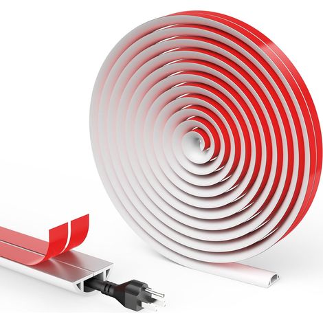 2m Auto-adhésif Cache-câble, Cache Câble Sol, Goulotte Passe Cable Sol, Cachez et Protégez Les Câbles Facilement, Goulotte Décorative pour Bureau Maiso - 35mm(Largeur) x10mm(Hauteur)-Blanc (1/5)