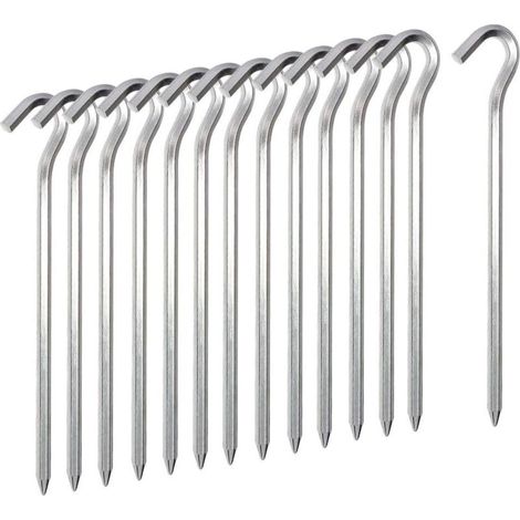 Juego de 14 estacas para tienda de campaña, ganchos metálicos de 18 cm, estacas de aleación de aluminio ligeras, estacas para suelo duro, estacas de jardín, clavos para toldo de camping, lona de viaje