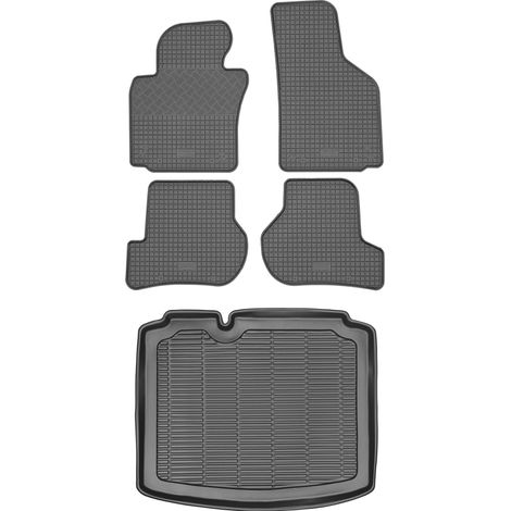 Ensemble de tapis de sol en caoutchouc pour Seat Leon II Hatchback (2006-2012) + tapis de coffre (1/5)
