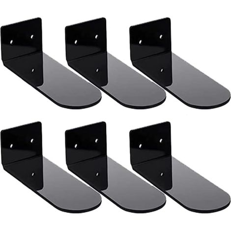 Sollbry Lot de 6 étagères murales flottantes à chaussures pour présenter une collection de baskets ou une boîte à chaussures, rangement mural invisible, noir (1/5)