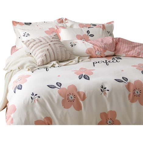 Ensemble de literie en coton doux et confortable, procédé d'impression raffiné, couette épaisse pour automne et hiver rose 1.2 mètres [housse de couette 150x200cm] lot de 3 pièces (1/5)
