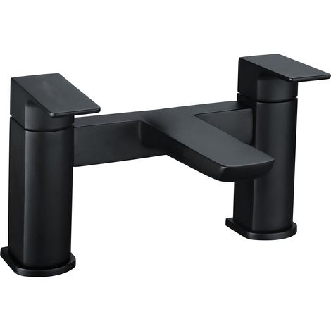Deva Wai Pillar Mounted Bath Filler Tap - Matt Black (1/2)